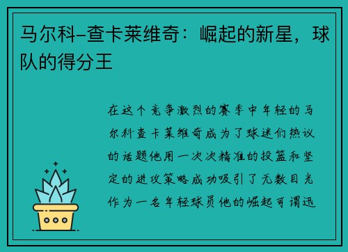 马尔科-查卡莱维奇：崛起的新星，球队的得分王
