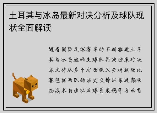 土耳其与冰岛最新对决分析及球队现状全面解读